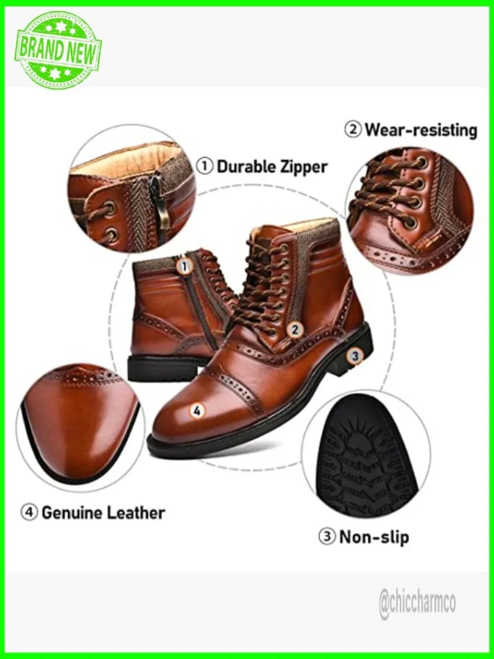 Mens Leather Chelsea Boots with Zipper Ankle Boots Chukka